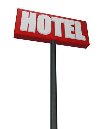 hotel sign on white background - 3d illustrationの写真素材