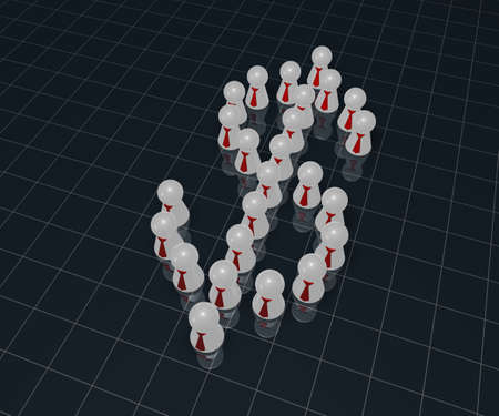 dollar symbol made from play figures with tie - 3d illustrationの写真素材