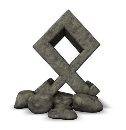 stone rune on white background - 3d illustrationの写真素材