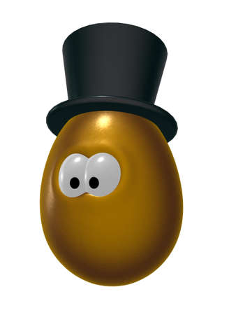 funny easter egg with tophat - 3d illustrationの写真素材