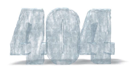 frozen number 404 on white background - 3d illustration