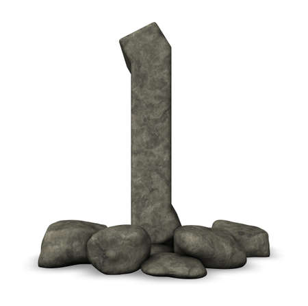 stone rune on white background - 3d illustrationの写真素材