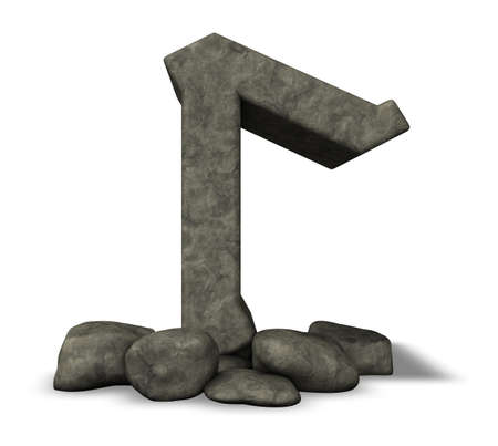stone rune on white background - 3d illustrationの写真素材