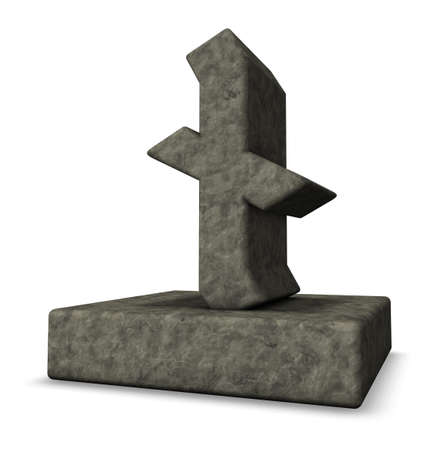 stone rune on white background - 3d illustrationの写真素材
