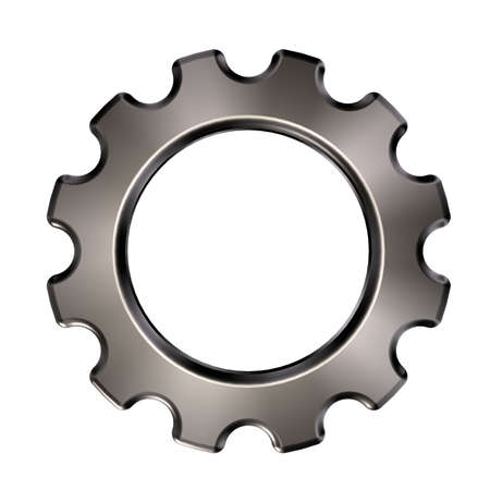 metal gear wheel on white background - 3d illustrationの写真素材