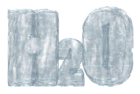 frozen h2o symbol on white background - 3d illustration