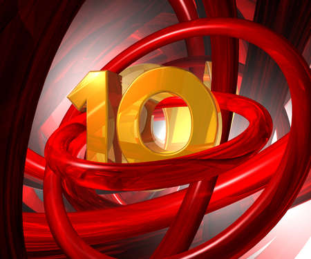 number ten in abstract futuristic space - 3d illustrationの写真素材