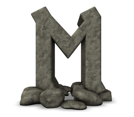 stone rune on white background - 3d illustrationの写真素材