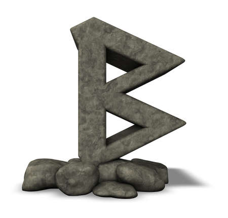 stone rune on white background - 3d illustrationの写真素材