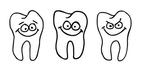funny tooth with comic face - illustrationの写真素材
