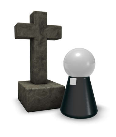 simple pastor figure and christian cross symbol - 3d illustrationの写真素材