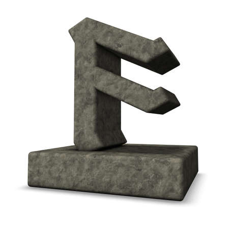 stone rune on white background - 3d illustrationの写真素材