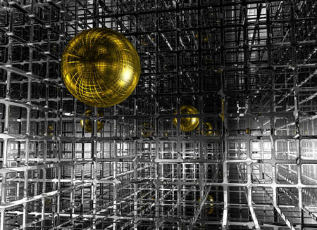 abstract futuristic background with sphere - 3d illustrationの写真素材