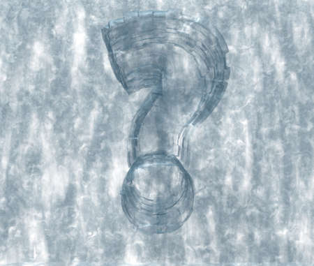 ice surface with question mark shape - 3d illustrationの写真素材