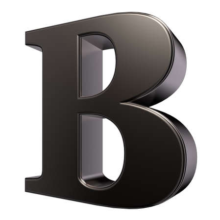 metal letter b on white background - 3d illustrationの写真素材