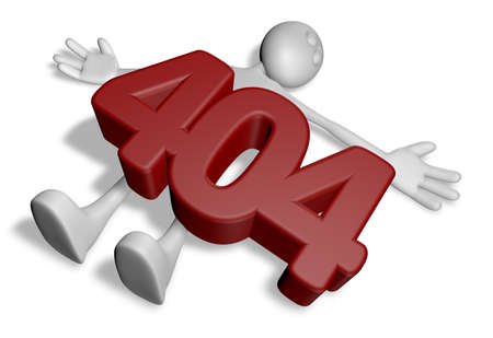 number 404 on dead white guy - 3d illustration