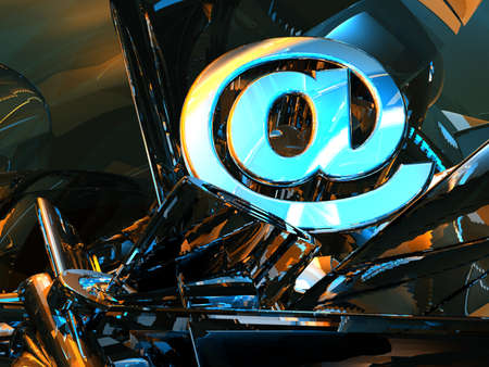 email symbol in abstract futuristic space - 3d illustrationの写真素材