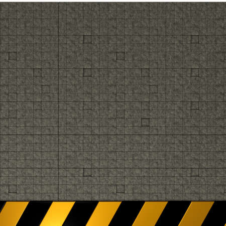 yellow and black sriped warning bar on stone backgroundの写真素材