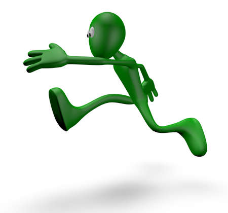 jumping cartoon guy - 3d illustrationの写真素材