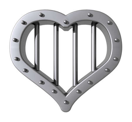 heart prison window on white background - 3d illustrationの写真素材