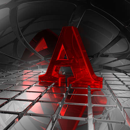 letter a in abstract futuristic space - 3d illustrationの写真素材