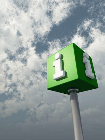 cube with letter i under cloudy sky - 3d illustration