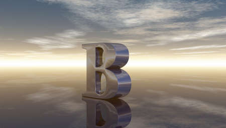 metal uppercase letter b under cloudy sky - 3d renderingの写真素材