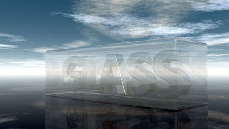 the word glass in glass under cloudy sky - 3d renderingの写真素材