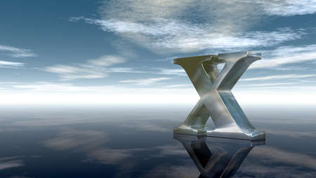 metal uppercase letter x under cloudy sky - 3d renderingの写真素材