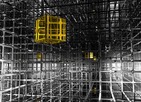 abstract futuristic background with cube - 3d illustrationの写真素材