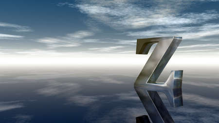 metal uppercase letter z under cloudy sky - 3d renderingの写真素材