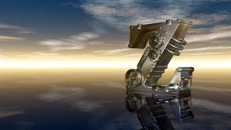 machine letter z under cloudy sky - 3d illustrationの写真素材