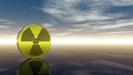 nuclear symbol under cloudy sky - 3d illustrationの写真素材