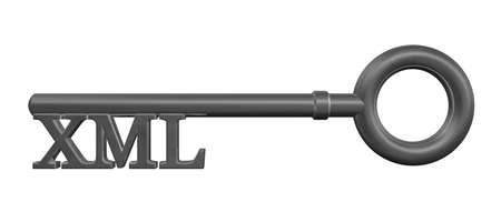key with xml tag - 3d illustrationの写真素材