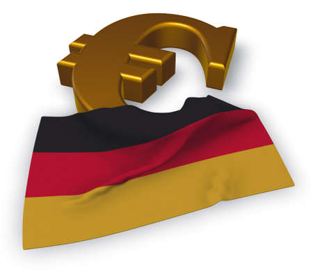 euro symbol and german flag - 3d illustrationの写真素材