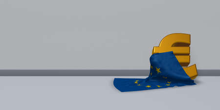 euro symbol and european union flag - 3d illustrationの写真素材