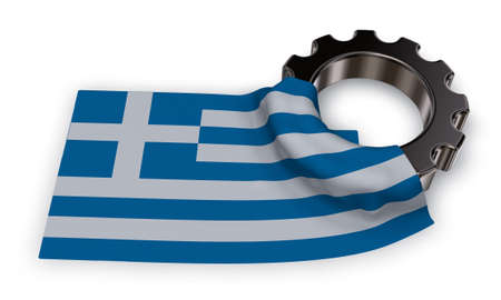 gear wheel and flag of greece - 3d renderingの写真素材