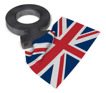 female symbol and flag of the United Kingdom ofGreat Britain and Northern Ireland -3d renderingの写真素材