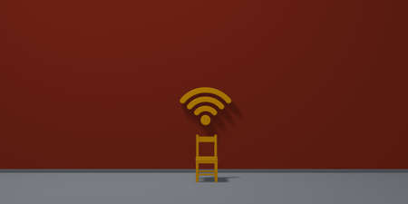 chair and wifi symbol - 3d renderingの写真素材