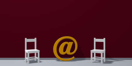 chairs and email symbol - 3d renderingの写真素材