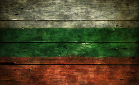 flag of bulgaria on old wooden planksの写真素材