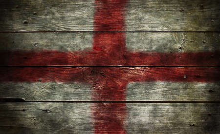 flag of england on old wooden planksの写真素材