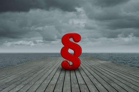 paragraph symbol on wooden floor at waterの写真素材