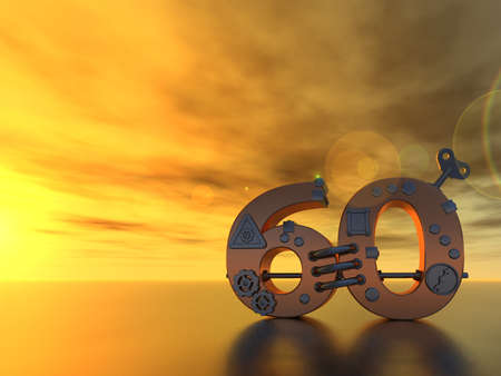 steampunk number sixty  - 3d illustrationの写真素材