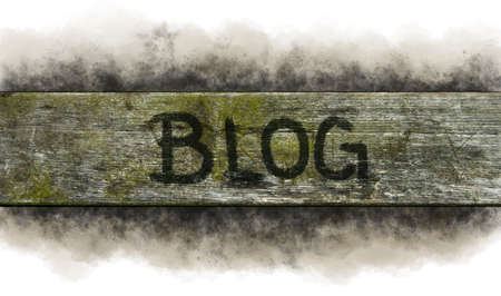 painted word blog on old wooden plank の写真素材