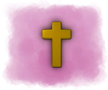 christian cross on colorful background - 3d illustrationの写真素材