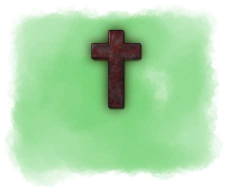 christian cross on colorful background - 3d illustrationの写真素材
