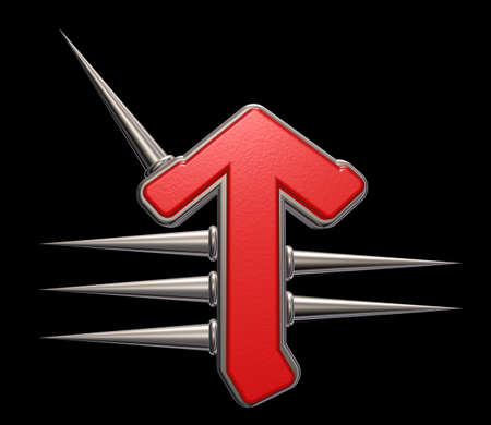 Rune symbol with spikes on black background - 3d illustration