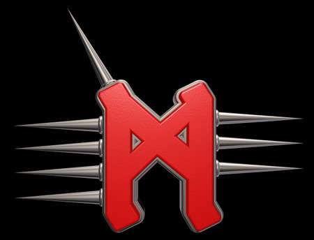 rune symbol with spikes on black background - 3d illustrationの写真素材