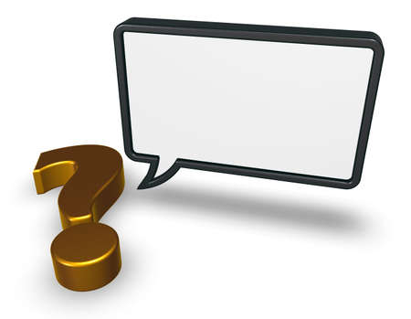 speech bubble and question mark on white background - 3d rendering